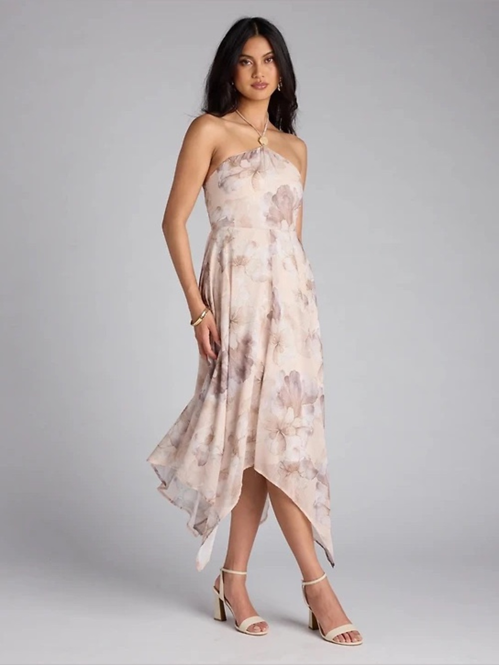 Windsor Blush Floral Halter High-Low Dress